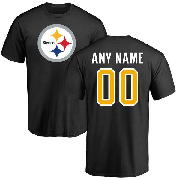 Men Pittsburgh Steelers NFL Pro Line Black Any Name and Number Logo Custom T-Shirt->->Sports Accessory